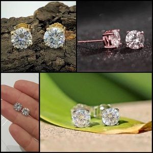 18K Diamond Stud Earrings - 6mm